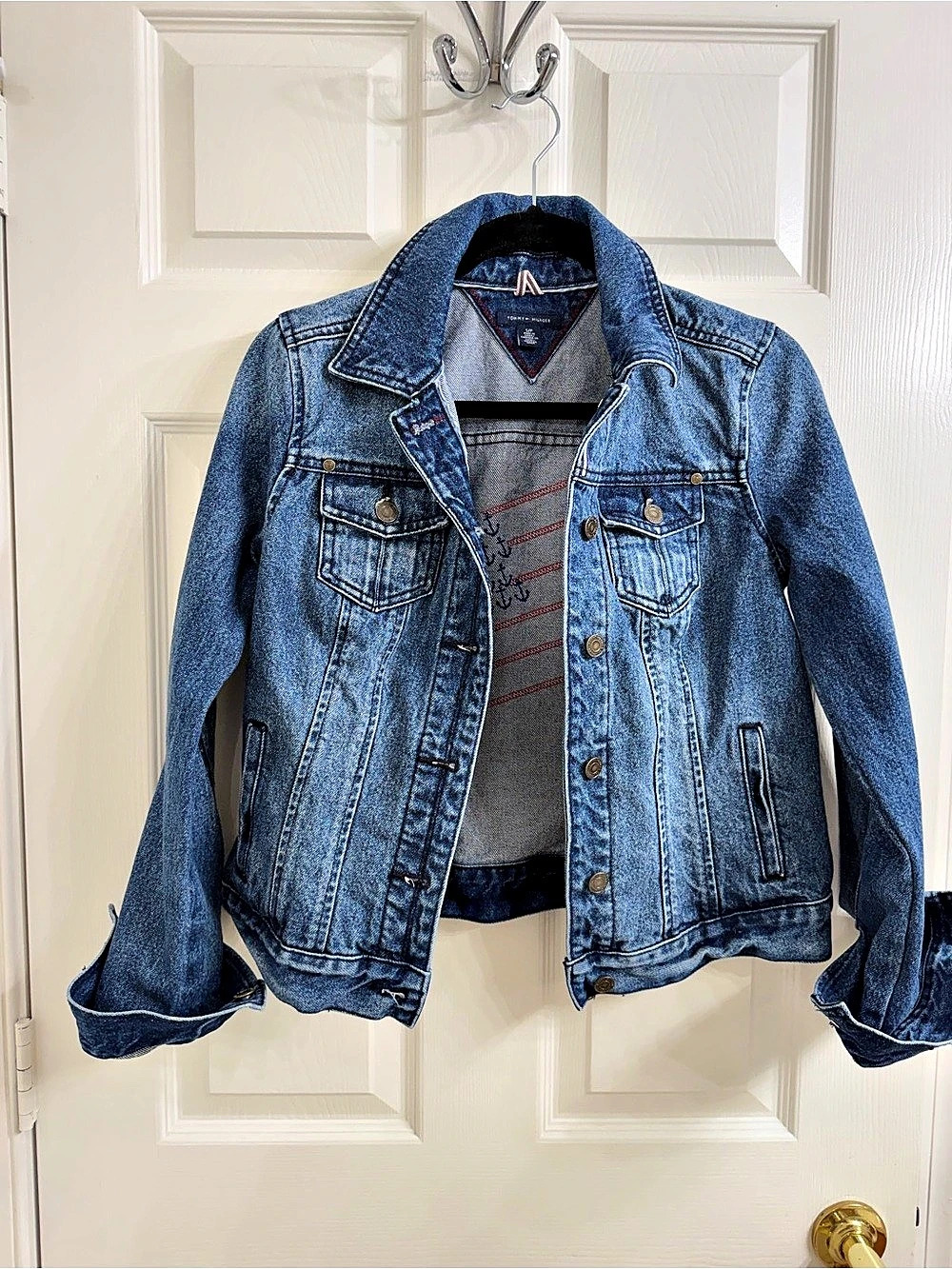 Tommy Hilfiger Tommy Jeans Sailing Flag Anchor Denim Trucker Jacket Blue Small